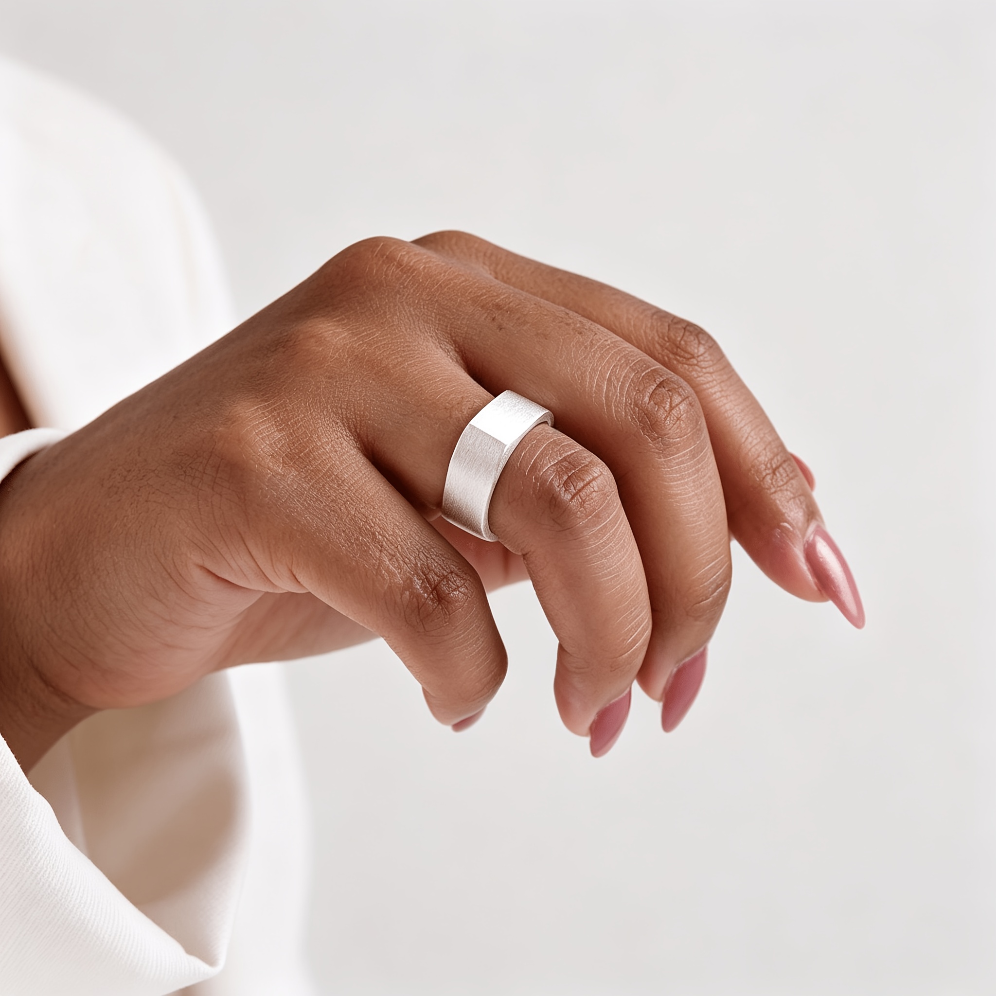 925 Silver Low-Allergy Square Ring Design, Gift for Her